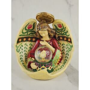 Christmas Winterland Angel w/ Snow Globe 7" Home Decor Folk Art 2008 Vintage